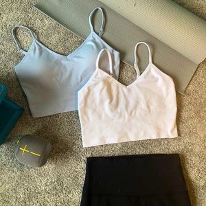 TWO cute ribbed tanks! Baby blue+white  (Zella)
